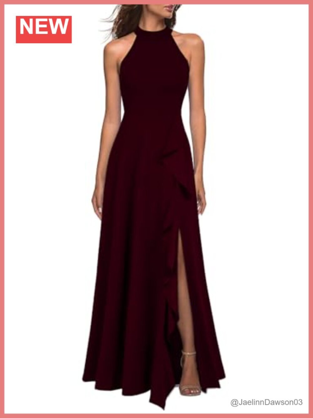 High Neck Sleeveless Bodycon Maxi Dress Split A-Line Hem Evening Party